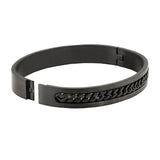 Designer Curb Silver Black Stainless Steel Kada Bangle Bracelet Men