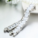 White Ceramic Silver 316L Stainless Steel Magnetic Bracelet For Men