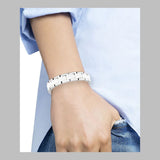 White Ceramic Silver 316L Stainless Steel Magnetic Bracelet For Men