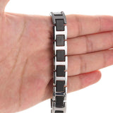 Black Ceramic Silver 316L Stainless Steel Magnetic Bracelet For Men