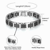 Black Ceramic Silver 316L Stainless Steel Magnetic Bracelet For Men