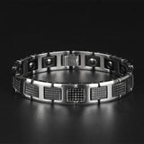 Black Ceramic Silver 316L Stainless Steel Magnetic Bracelet For Men