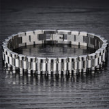 Watch Style Glossy Silver 316L Stainless Steel Bracelet For Men