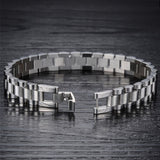 Watch Style Glossy Silver 316L Stainless Steel Bracelet For Men