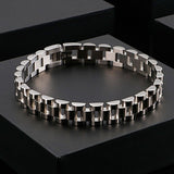 Watch Style Glossy Silver 316L Stainless Steel Bracelet For Men