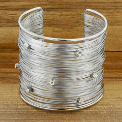 Party Statement Mesh Silver Cz Cuff Kada Bangle Bracelet Girls Women