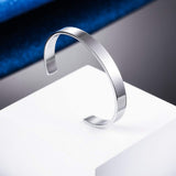 8mm Stainless Steel Letter Engraved Silver Bangle Cuff