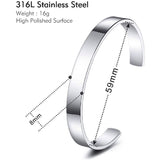 8mm Stainless Steel Letter Engraved Silver Bangle Cuff