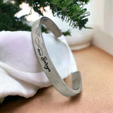 8mm Stainless Steel Letter Engraved Silver Bangle Cuff