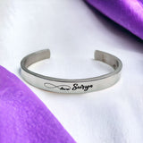 8mm Stainless Steel Letter Engraved Silver Bangle Cuff