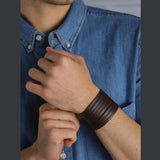 Strand Biker Punk Funky Handcrafted Brown Leather Wrist Band Bracelet