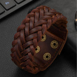 Braided Biker Funky Handcrafted Brown Leather Wrist Band Bracelet