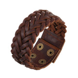 Braided Biker Funky Handcrafted Brown Leather Wrist Band Bracelet