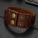 Braided Biker Funky Handcrafted Brown Leather Wrist Band Bracelet