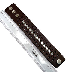 Casual Chain Dark Brown Handcrafted Leather Wrist Band Bracelet Men