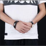 Multi-Layer Black Leather Wrist Wrap Band Strand Bracelet