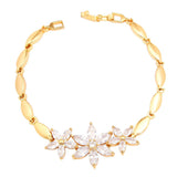 Floral 18K Gold Crystal Cubic Zirconia American Diamond Bracelet Women