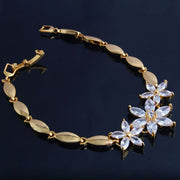 Floral 18K Gold Crystal Cubic Zirconia American Diamond Bracelet Women