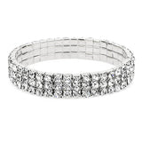 Three Line Austrian Rhinestone Crystal Stretch Elastic Bracelet