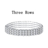 Three Line Austrian Rhinestone Crystal Stretch Elastic Bracelet