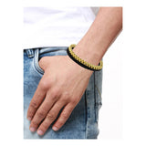 Two Layer Black Gold 316L Stainless Steel Leather Bracelet For Men