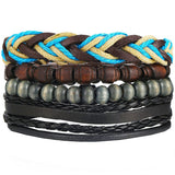 Tibetan Beaded Braided Leather Wrist Wrap Around Band Strap Bracelet