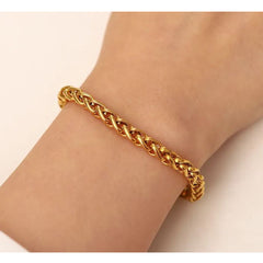 Spiga Franco 22K Gold 316L Stainless Steel Smooth Bracelet