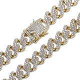 Curb Cuban Hip Hop Iced Out Links Gold Rhinestone Bracelet For Men