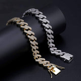 Curb Cuban Hip Hop Iced Out Links Gold Rhinestone Bracelet For Men