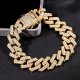 Curb Cuban Hip Hop Iced Out Links Gold Rhinestone Bracelet For Men