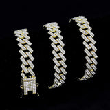 Curb Cuban Hip Hop Iced Out Links Gold Rhinestone Bracelet For Men