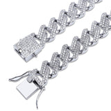 Curb Cuban Hip Hop Iced Out Links Silver Rhinestone Bracelet For Men