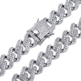 Curb Cuban Hip Hop Iced Out Links Silver Rhinestone Bracelet For Men