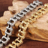 Biker Motorcycle Chain 18K Gold Heavy 316L Stainless Steel Bracelet