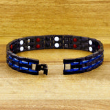 Blue Black Stainless Steel Magnet Health Therapy Bio Energy Bracelet