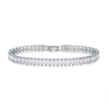 Silver Baguette Cubic Zirconia American Diamond Cz Tennis Bracelet For Women