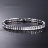 Silver Baguette Cubic Zirconia American Diamond Cz Tennis Bracelet For Women