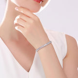 Silver Baguette Cubic Zirconia American Diamond Cz Tennis Bracelet For Women