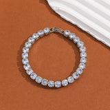 Classic Cubic Zirconia American Diamond Silver Tennis Bracelet Women