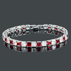 Classic Princess Cubic Zirconia Ruby Red Tennis Bracelet For Women