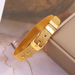 Watch Strap Mesh Belt Buckle 18K Gold Stainless Steel Bracelet