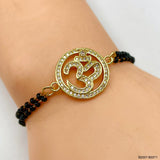 Aum Om 18K Gold Cubic Zirconia American Diamond Adjustable Hand Wrist Mangalsutra Bracelet Women