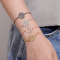 Aum Om 18K Gold Cubic Zirconia American Diamond Slider Tennis Bracelet