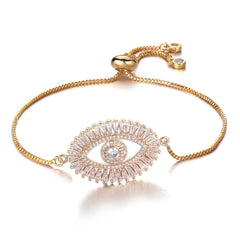 Turkish Evil Eye Lucky Cubic Zirconia American Diamond Slider Bracelet