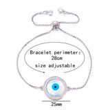 Silver Blue Evil Eye Lucky Cubic Zirconia American Diamond Bracelet