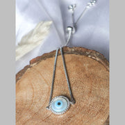 Silver Blue Evil Eye Lucky Cubic Zirconia American Diamond Bracelet