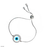 Silver Blue Evil Eye Lucky Cubic Zirconia American Diamond Bracelet