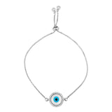 Silver Blue Evil Eye Lucky Cubic Zirconia American Diamond Bracelet