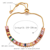 Gold Colorful Rainbow Cubic Zirconia American Diamond Slider Bracelet