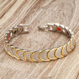 Gold Silver Stainless Steel Magnet Health Care Therapy Energy Bracelet